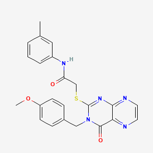 2-({3-[(4-methoxyphenyl)methyl]-4-oxo-3,4-dihydropteridin-2-yl}sulfanyl)-N-(3-methylphenyl)acetamide