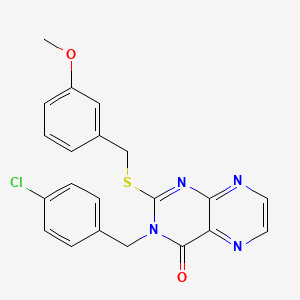 molecular formula C21H17ClN4O2S B11285485 3-[(4-Chlorophenyl)methyl]-2-{[(3-methoxyphenyl)methyl]sulfanyl}-3,4-dihydropteridin-4-one 