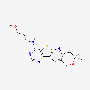 N-(3-methoxypropyl)-5,5-dimethyl-6-oxa-17-thia-2,12,14-triazatetracyclo[8.7.0.03,8.011,16]heptadeca-1,3(8),9,11,13,15-hexaen-15-amine