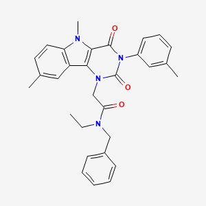 N-benzyl-2-[5,8-dimethyl-3-(3-methylphenyl)-2,4-dioxo-2,3,4,5-tetrahydro-1H-pyrimido[5,4-b]indol-1-yl]-N-ethylacetamide