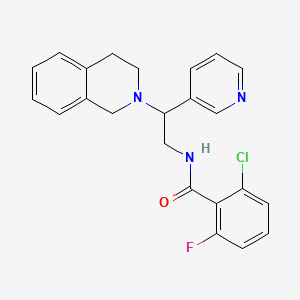 molecular formula C23H21ClFN3O B11285523 2-Chloro-N~1~-[2-[3,4-dihydro-2(1H)-isoquinolinyl]-2-(3-pyridyl)ethyl]-6-fluorobenzamide 