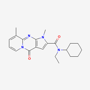 molecular formula C21H26N4O2 B11285541 N-cyclohexyl-N-ethyl-1,9-dimethyl-4-oxo-1,4-dihydropyrido[1,2-a]pyrrolo[2,3-d]pyrimidine-2-carboxamide 