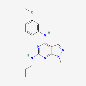 molecular formula C16H20N6O B11285569 N~4~-(3-methoxyphenyl)-1-methyl-N~6~-propyl-1H-pyrazolo[3,4-d]pyrimidine-4,6-diamine 