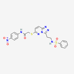 2-{[3-(2-Benzenesulfonamidoethyl)-[1,2,4]triazolo[4,3-B]pyridazin-6-YL]sulfanyl}-N-(4-nitrophenyl)acetamide