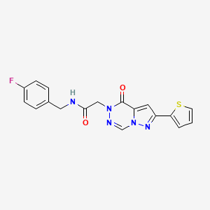 molecular formula C18H14FN5O2S B11285689 N-(4-fluorobenzyl)-2-[4-oxo-2-(thiophen-2-yl)pyrazolo[1,5-d][1,2,4]triazin-5(4H)-yl]acetamide 