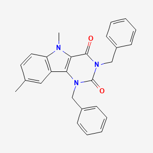 molecular formula C26H23N3O2 B11285701 1,3-dibenzyl-5,8-dimethyl-1H-pyrimido[5,4-b]indole-2,4(3H,5H)-dione 