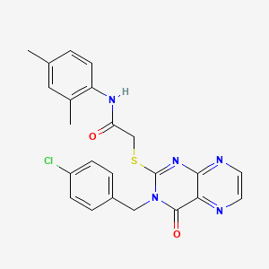 molecular formula C23H20ClN5O2S B11285714 2-({3-[(4-chlorophenyl)methyl]-4-oxo-3,4-dihydropteridin-2-yl}sulfanyl)-N-(2,4-dimethylphenyl)acetamide 