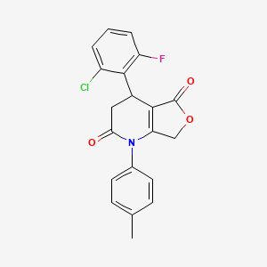 molecular formula C20H15ClFNO3 B11285720 4-(2-chloro-6-fluorophenyl)-1-(4-methylphenyl)-4,7-dihydrofuro[3,4-b]pyridine-2,5(1H,3H)-dione 