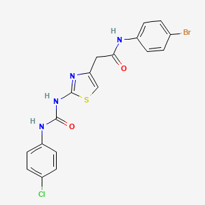 molecular formula C18H14BrClN4O2S B11285721 N-(4-bromophenyl)-2-(2-(3-(4-chlorophenyl)ureido)thiazol-4-yl)acetamide 