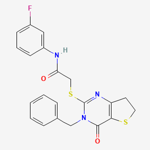 2-((3-benzyl-4-oxo-3,4,6,7-tetrahydrothieno[3,2-d]pyrimidin-2-yl)thio)-N-(3-fluorophenyl)acetamide