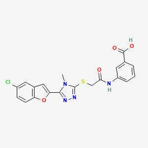 molecular formula C20H15ClN4O4S B11285759 3-[({[5-(5-chloro-1-benzofuran-2-yl)-4-methyl-4H-1,2,4-triazol-3-yl]sulfanyl}acetyl)amino]benzoic acid 