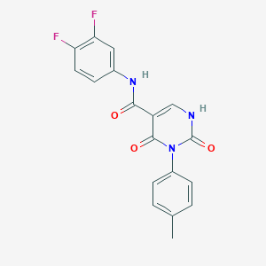 molecular formula C18H13F2N3O3 B11285775 N-(3,4-difluorophenyl)-3-(4-methylphenyl)-2,4-dioxo-1,2,3,4-tetrahydropyrimidine-5-carboxamide 