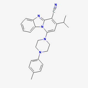 molecular formula C26H27N5 B11285785 1-[4-(4-Methylphenyl)piperazin-1-yl]-3-(propan-2-yl)pyrido[1,2-a]benzimidazole-4-carbonitrile 