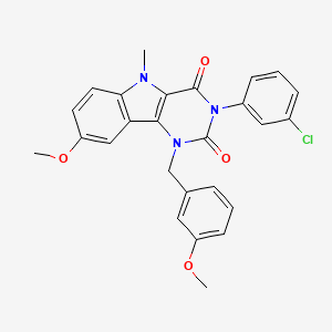 molecular formula C26H22ClN3O4 B11285787 3-(3-chlorophenyl)-8-methoxy-1-(3-methoxybenzyl)-5-methyl-1H-pyrimido[5,4-b]indole-2,4(3H,5H)-dione 