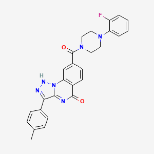 molecular formula C27H23FN6O2 B11285791 8-(4-(2-fluorophenyl)piperazine-1-carbonyl)-3-(p-tolyl)-[1,2,3]triazolo[1,5-a]quinazolin-5(4H)-one 