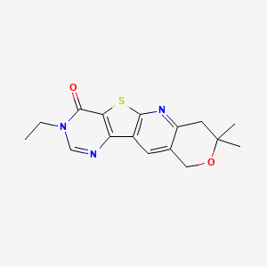 molecular formula C16H17N3O2S B11285845 14-ethyl-5,5-dimethyl-6-oxa-17-thia-2,12,14-triazatetracyclo[8.7.0.03,8.011,16]heptadeca-1,3(8),9,11(16),12-pentaen-15-one 