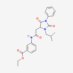 Ethyl 3-({[3-(2-methylpropyl)-2,5-dioxo-1-phenylimidazolidin-4-yl]acetyl}amino)benzoate