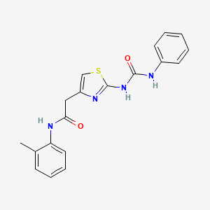 molecular formula C19H18N4O2S B11285894 2-(2-(3-phenylureido)thiazol-4-yl)-N-(o-tolyl)acetamide 