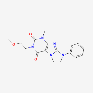 molecular formula C17H19N5O3 B11285923 3-(2-methoxyethyl)-1-methyl-8-phenyl-7,8-dihydro-1H-imidazo[2,1-f]purine-2,4(3H,6H)-dione 