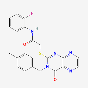 N-(2-fluorophenyl)-2-({3-[(4-methylphenyl)methyl]-4-oxo-3,4-dihydropteridin-2-yl}sulfanyl)acetamide