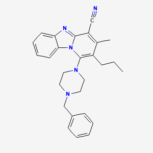 molecular formula C27H29N5 B11285934 1-(4-Benzylpiperazin-1-yl)-3-methyl-2-propylpyrido[1,2-a]benzimidazole-4-carbonitrile 