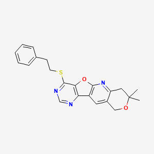 5,5-dimethyl-15-(2-phenylethylsulfanyl)-6,17-dioxa-2,12,14-triazatetracyclo[8.7.0.03,8.011,16]heptadeca-1(10),2,8,11(16),12,14-hexaene