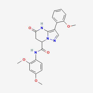 molecular formula C22H22N4O5 B11285950 N-(2,4-dimethoxyphenyl)-5-hydroxy-3-(2-methoxyphenyl)-6,7-dihydropyrazolo[1,5-a]pyrimidine-7-carboxamide 