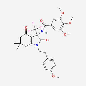 molecular formula C30H33F3N2O7 B11285981 3,4,5-trimethoxy-N-{1-[2-(4-methoxyphenyl)ethyl]-6,6-dimethyl-2,4-dioxo-3-(trifluoromethyl)-2,3,4,5,6,7-hexahydro-1H-indol-3-yl}benzamide 