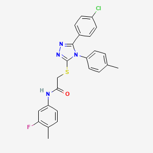 molecular formula C24H20ClFN4OS B11285998 2-{[5-(4-chlorophenyl)-4-(4-methylphenyl)-4H-1,2,4-triazol-3-yl]sulfanyl}-N-(3-fluoro-4-methylphenyl)acetamide CAS No. 477330-91-9