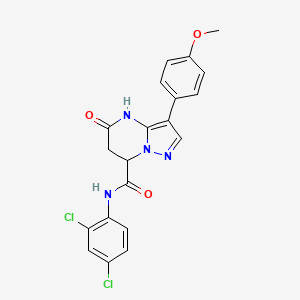 molecular formula C20H16Cl2N4O3 B11286004 N-(2,4-dichlorophenyl)-5-hydroxy-3-(4-methoxyphenyl)-6,7-dihydropyrazolo[1,5-a]pyrimidine-7-carboxamide 