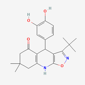 4-(3-Tert-butyl-5-hydroxy-7,7-dimethyl-4,6,7,8-tetrahydro[1,2]oxazolo[5,4-b]quinolin-4-yl)benzene-1,2-diol