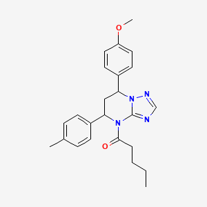 molecular formula C24H28N4O2 B11286018 1-[7-(4-methoxyphenyl)-5-(4-methylphenyl)-6,7-dihydro[1,2,4]triazolo[1,5-a]pyrimidin-4(5H)-yl]pentan-1-one 