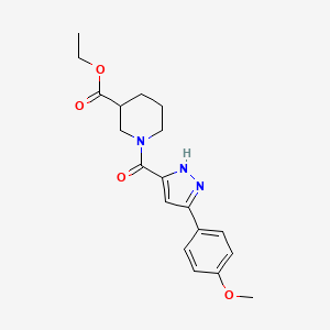 ethyl 1-[3-(4-methoxyphenyl)-1H-pyrazole-5-carbonyl]piperidine-3-carboxylate