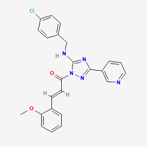 molecular formula C24H20ClN5O2 B11286034 (2E)-1-{5-[(4-chlorobenzyl)amino]-3-(pyridin-3-yl)-1H-1,2,4-triazol-1-yl}-3-(2-methoxyphenyl)prop-2-en-1-one 