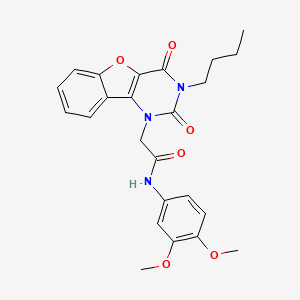 molecular formula C24H25N3O6 B11286039 2-(3-butyl-2,4-dioxo-3,4-dihydrobenzofuro[3,2-d]pyrimidin-1(2H)-yl)-N-(3,4-dimethoxyphenyl)acetamide 