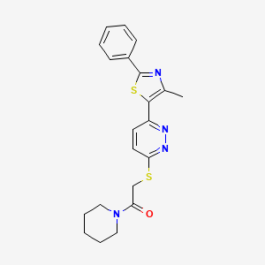 molecular formula C21H22N4OS2 B11286041 2-((6-(4-Methyl-2-phenylthiazol-5-yl)pyridazin-3-yl)thio)-1-(piperidin-1-yl)ethanone 