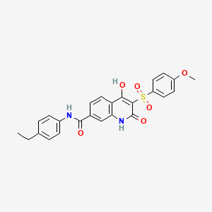 molecular formula C25H22N2O6S B11286046 N-(4-ethylphenyl)-4-hydroxy-3-((4-methoxyphenyl)sulfonyl)-2-oxo-1,2-dihydroquinoline-7-carboxamide 