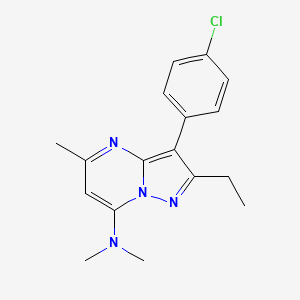 molecular formula C17H19ClN4 B11286086 3-(4-chlorophenyl)-2-ethyl-N,N,5-trimethylpyrazolo[1,5-a]pyrimidin-7-amine 