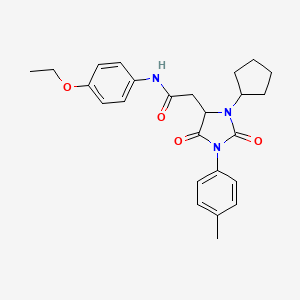 2-[3-cyclopentyl-1-(4-methylphenyl)-2,5-dioxoimidazolidin-4-yl]-N-(4-ethoxyphenyl)acetamide