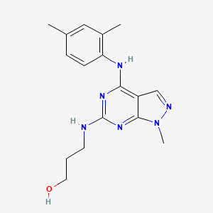 molecular formula C17H22N6O B11286117 3-({4-[(2,4-dimethylphenyl)amino]-1-methyl-1H-pyrazolo[3,4-d]pyrimidin-6-yl}amino)propan-1-ol 