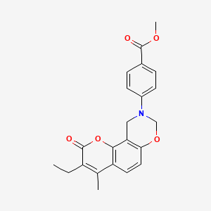 methyl 4-(3-ethyl-4-methyl-2-oxo-2H,8H-chromeno[8,7-e][1,3]oxazin-9(10H)-yl)benzoate