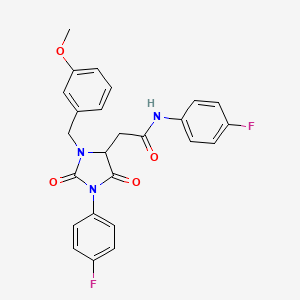 molecular formula C25H21F2N3O4 B11286136 N-(4-fluorophenyl)-2-[1-(4-fluorophenyl)-3-(3-methoxybenzyl)-2,5-dioxoimidazolidin-4-yl]acetamide 