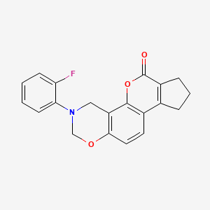 molecular formula C20H16FNO3 B11286137 3-(2-fluorophenyl)-3,4,8,9-tetrahydro-2H-cyclopenta[3,4]chromeno[8,7-e][1,3]oxazin-6(7H)-one 