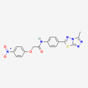 molecular formula C18H14N6O4S B11286178 N-[4-(3-methyl[1,2,4]triazolo[3,4-b][1,3,4]thiadiazol-6-yl)phenyl]-2-(4-nitrophenoxy)acetamide 