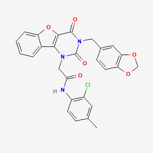 2-(3-(benzo[d][1,3]dioxol-5-ylmethyl)-2,4-dioxo-3,4-dihydrobenzofuro[3,2-d]pyrimidin-1(2H)-yl)-N-(2-chloro-4-methylphenyl)acetamide