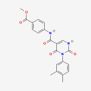 molecular formula C21H19N3O5 B11286195 Methyl 4-(3-(3,4-dimethylphenyl)-2,4-dioxo-1,2,3,4-tetrahydropyrimidine-5-carboxamido)benzoate 