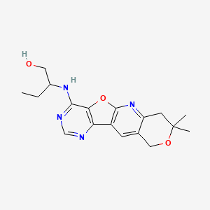 molecular formula C18H22N4O3 B11286215 2-[(5,5-dimethyl-6,17-dioxa-2,12,14-triazatetracyclo[8.7.0.03,8.011,16]heptadeca-1(10),2,8,11(16),12,14-hexaen-15-yl)amino]butan-1-ol 