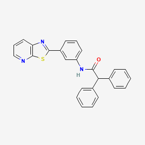 molecular formula C26H19N3OS B11286222 2,2-Diphenyl-N-(3-{[1,3]thiazolo[5,4-B]pyridin-2-YL}phenyl)acetamide 