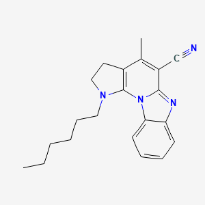 3-hexyl-7-methyl-1,3,10-triazatetracyclo[7.7.0.02,6.011,16]hexadeca-2(6),7,9,11,13,15-hexaene-8-carbonitrile