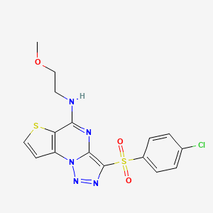 3-(4-chlorophenylsulfonyl)-N-(2-methoxyethyl)thieno[2,3-e][1,2,3]triazolo[1,5-a]pyrimidin-5-amine